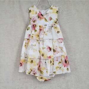Edgehill Collection Teired Floral Dress & Bloomers Set Girls 24mo Easter Church